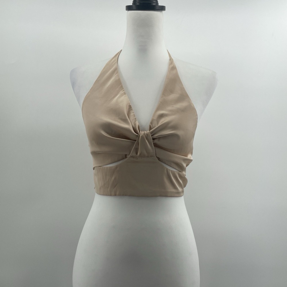 Cotton‎ Candy LA Satin Halter Top Womens Small Festival Club Open Back Tie Satin